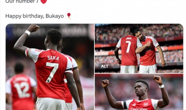 体育直播-阿森纳官方祝萨卡24岁生日快乐，球员为枪手出战265场71球71助